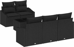 vidaXL Set de canapea cu pernă cu pernă 6 pcs Negru poliratan