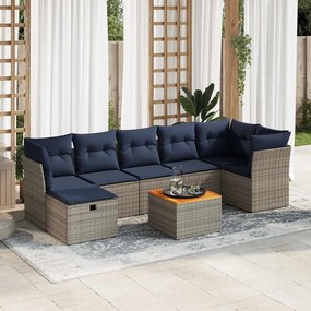 vidaXL Set canapele de grădină cu perne, 8 piese, gri, poliratan