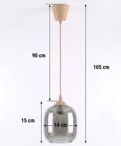 Brilagi - Lampă LED suspendată pe cablu R GLASS 1xE27/60W/230V Ø 14 cm, bej/gri fumuriu