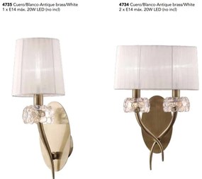 Aplica de perete clasica LOEWE antique brass/ abajur alb