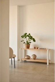 Etajeră crem/în culoare naturală deschisă cu aspect de lemn de stejar 126x59x43 cm Bona – Teulat