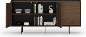 Comodă Zenar 170 cm cu sertare - nuc elegant / negru