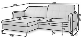 Coltar extensibil Lorelle pe stanga Matvelvet 75