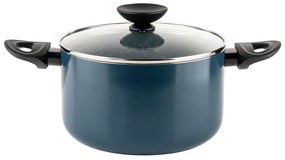 Oala cu capac din sticla Luigi Ferrero Prima FR-2245D, 22x13 cm, 4.5 l, Acoperire antiaderenta cu efect de marmura, Inductie, Albastru