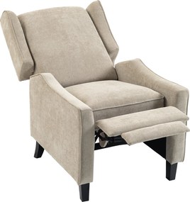 HOMCOM Fotoliu Recliner Manual 155° cu Suport pentru Picioare, Șezut Gros, Material Tip In, Maro Deschis | Aosom Romania