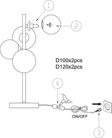 Lampă de masă ONLI PALOMA 4xG9/10W/230V 48 cm auriu