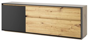 Masă TV/Dulap Bobbie (Stejar artisan + negru). 1052779