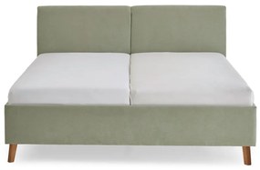 Pat matrimonial verde deschis tapițat cu somieră 180x200 cm Piano – Meise Möbel