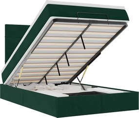 vidaXL Cadru de pat otoman cu saltele, catifea verde închis 120x190cm