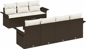 vidaXL Set de canapele pentru grădină 8 pcs Maro și Crem poliratan