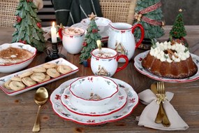 Farfurie întinsă mare din ceramică albă cu motive de Crăciun, 3x28 cm, „Chalet de Noël"