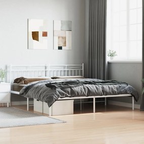 373745 vidaXL Cadru de pat metalic cu tăblie, alb, 183x213 cm