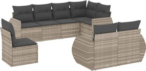 vidaXL Set mobilier de grădină cu perne, 8 piese gri deschis poliratan