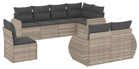 3253979 vidaXL Set mobilier de grădină cu perne, 8 piese gri deschis poliratan