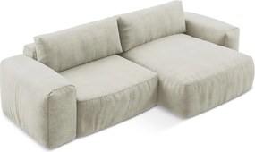 Colțar bej extensibil cu tapițerie din chenille (cu colț pe partea dreaptă/cu șezlong) Kuki – Makamii