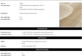 Covor design LUX tesut manual din lana Marsala 200x300