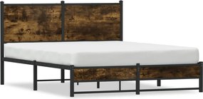 vidaXL Cadru pat metalic fără saltea, stejar fumuriu, 140x190 cm