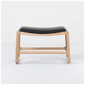 Taburet din piele bovină cu structură din lemn masiv de stejar Gazzda Dedo, negru