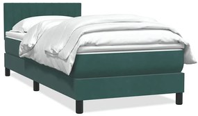 vidaXL Pat box spring cu saltea, verde închis, 80x220 cm, catifea