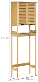 Kleankin Mobilier de baie din Bambus si MDF, Raft pentru Masina de Spalat, 60x23x173cm | Aosom Ro