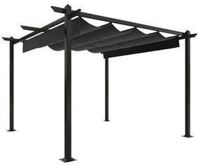 Pavilion de gradina, acoperis retractabil, antracit, 3x3 m Antracit, 3 x 3 x 2.2 m