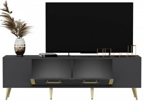 Comoda TV Detas, Antracit / Auriu