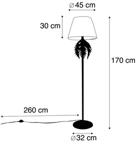 Lampă de podea aurie 145 cm cu abajur plisat alb 45 cm - Botanica