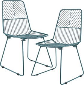 [en.casa]® Scaun metalic design "Sofia" (set doua bucati) - scaun bucatarie - turcoaz