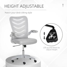 Scaun de Birou Ergonomic, Fotoliu Pivotant, Inaltime Reglabila, Functie de leganare 58.5x58x94.5-103.5cm, Gri Vinsetto | Aosom RO