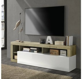 Comodă TV LENOR albă/stejar deschis