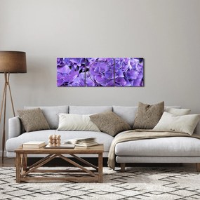 Tablou cu flori violete (cu ceas) (90x30 cm)