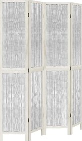 vidaXL Paravan cameră 4 panouri, alb, lemn masiv paulownia
