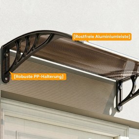 Outsunny Copertină Exterioară Impermeabilă și Anti-UV cu Placă Curbată, 75x120x23 cm, Maro și Negru | Aosom Romania