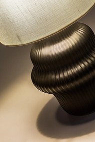 Lampa de masa ceramica neagra abajur alb Glimo