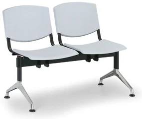 Bancă de design din plastic, 2 locuri, gri