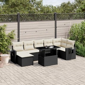 3268056 vidaXL Set mobilier de grădină cu perne, 8 piese, negru, poliratan