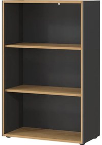 Bibliotecă gri antracit/în culoare naturală cu aspect de lemn de stejar 75x120x40 cm Podium – Germania