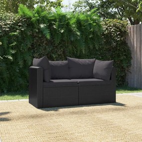 46556 vidaXL Set mobilier de grădină cu perne, 2 piese, negru, poliratan