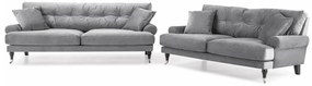 Set mobilier tapițat Seattle E128Gri, Tapiterie, Picioare: Metal, Lemn, Role