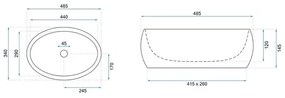 Lavoar pe blat Rea Linda oval finisaj piatra lava mat 49 cm