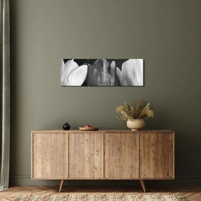 Tablou - Lalele alb negre (cu ceas) (90x30 cm)