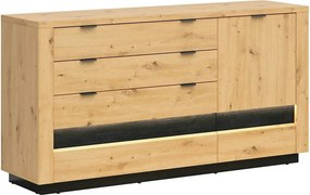 Comoda OSTIA, stejar artisan/negru, PAL, 161x42x85 cm