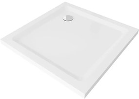 Mexen Flat cadă pentru duș pătrată slim 70 x 70 cm, Albă, sifon Crom - 40107070