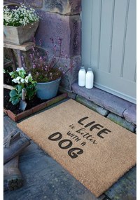Covoraș de intrare din fibre de nucă de cocos 40x60 cm Life Is Better With a Dog – Artsy Doormats
