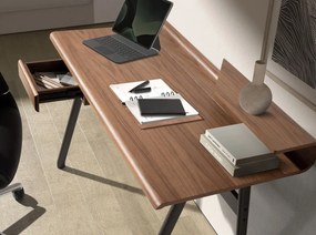 Birou modern din lemn furniruit si fibra de sticla Walnut