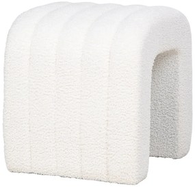 Taburet alb cu tapițerie din țesătură bouclé Colma – House Nordic