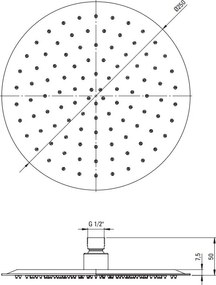 CASCADA Cap de Duș Rotund din Oțel Finisaj: auriu periat NAC_R10K