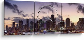 Tablou cu - metropolă cu zgârăie nori (cu ceas) (90x30 cm)