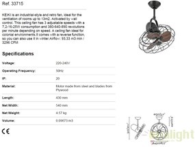 Ventilator de perete / tavan design retro KEIKI maro