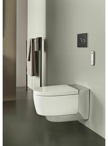 Set vas wc cu functie de bideu rimless suspendat cu capac soft close, ornament crom, Geberit AquaClean Mera Comfort